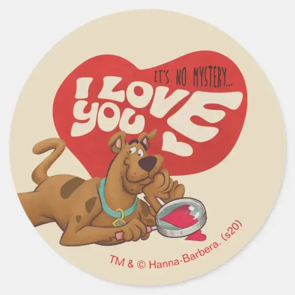 Scooby-Doo_-_It's_No_Mystery…_I_Love_You_Classic_Round_Sticker_1 Scooby Doo Its No Mystery… I Love You Classic Round Sticker