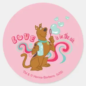 Scooby Doo Love Is In The Air Classic Round Sticker