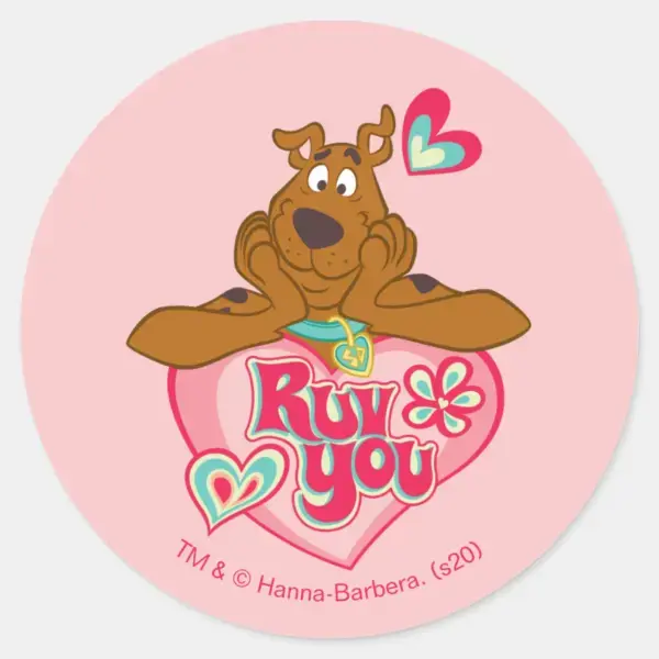Scooby-Doo_-_Ruv_You_Classic_Round_Sticker_1 Scooby Doo Ruv You Classic Round Sticker