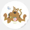 Scooby Doo Admiring Flower Classic Round Sticker
