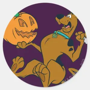 Scooby Doo Carving Pumpkin Classic Round Sticker