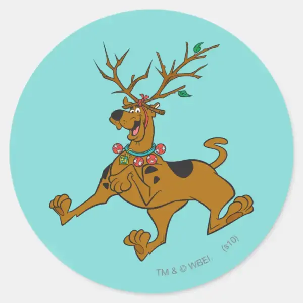 Scooby-Doo_Christmas_Holiday_Antlers_Classic_Round_Sticker_1 Scooby Doo Christmas Holiday Antlers Classic Round Sticker