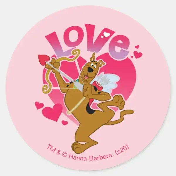 Scooby-Doo_Cupid_-_Love_Classic_Round_Sticker_1 Scooby Doo Cupid Love Classic Round Sticker