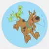 Scooby-Doo_Dinosaur_Escape_Classic_Round_Sticker_1 Scooby Doo Dinosaur Escape Classic Round Sticker