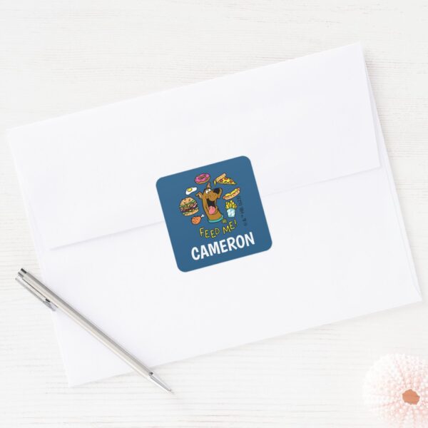 Scooby-Doo_Feed_Me!_Square_Sticker_3 Scooby Doo Feed Me Square Sticker