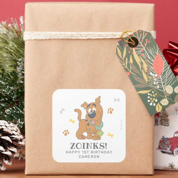 Scooby-Doo_First_Birthday_Square_Sticker_6 Scooby Doo First Birthday Square Sticker