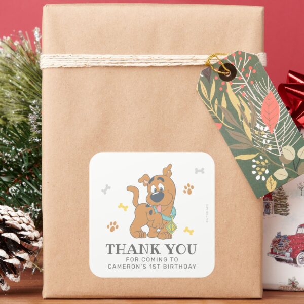 Scooby-Doo_First_Birthday_Thank_You_Square_Sticker_6 Scooby Doo First Birthday Thank You Square Sticker