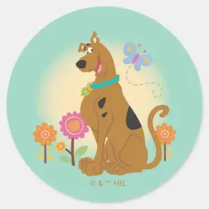 Scooby Doo Following Butterfly Classic Round Sticker