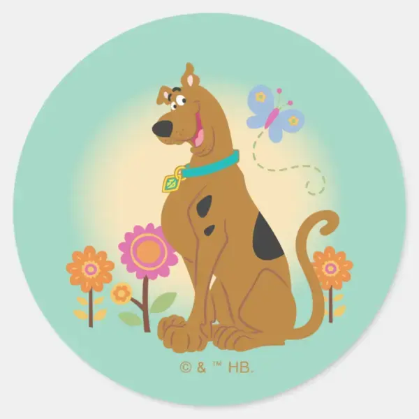 Scooby-Doo_Following_Butterfly_Classic_Round_Sticker_1 Scooby Doo Following Butterfly Classic Round Sticker