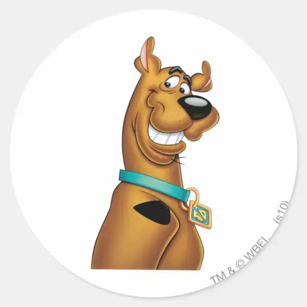 Scooby-Doo_Grin_Classic_Round_Sticker_1 Scooby Doo Grin Classic Round Sticker