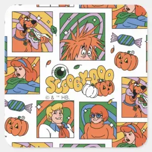Scooby Doo Halloween Photos Pattern Square Sticker