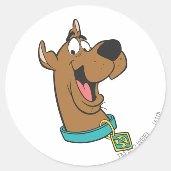 Scooby-Doo_Happy_Face_Classic_Round_Sticker_1 Scooby Doo Happy Face Classic Round Sticker