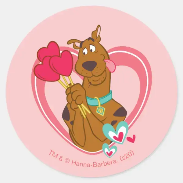 Scooby-Doo_Holding_Heart_Lolipops_Classic_Round_Sticker_1 Scooby Doo Holding Heart Lolipops Classic Round Sticker