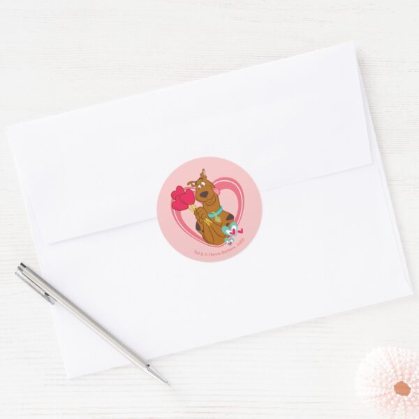 Scooby-Doo_Holding_Heart_Lolipops_Classic_Round_Sticker_3 Scooby Doo Holding Heart Lolipops Classic Round Sticker