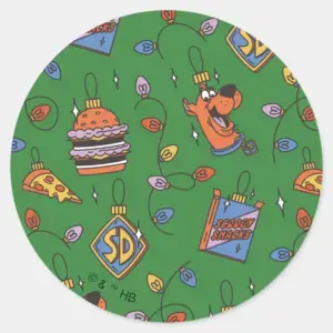 Scooby Doo Holiday Snack Lights Pattern Classic Round Sticker