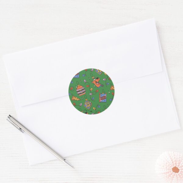 Scooby-Doo_Holiday_Snack_Lights_Pattern_Classic_Round_Sticker_3 Scooby Doo Holiday Snack Lights Pattern Classic Round Sticker