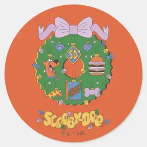 Scooby Doo Holiday Snack Wreath Graphic Classic Round Sticker