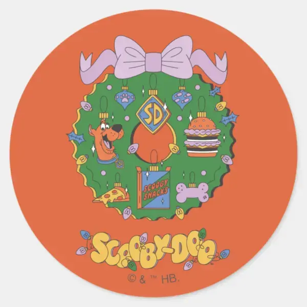 Scooby-Doo_Holiday_Snack_Wreath_Graphic_Classic_Round_Sticker_1 Scooby Doo Holiday Snack Wreath Graphic Classic Round Sticker