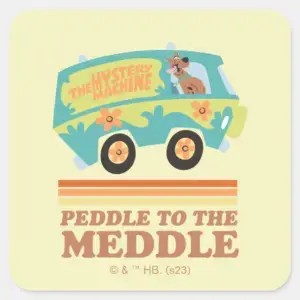 Scooby Doo Mystery Machine Peddle To The Meddle Square Sticker
