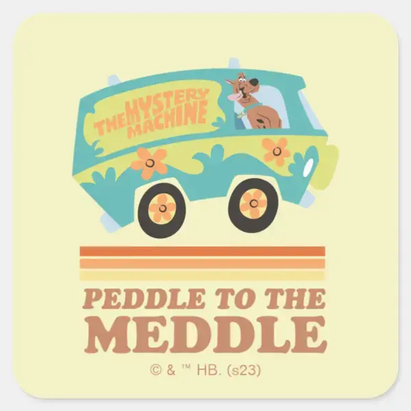 Scooby-Doo_Mystery_Machine__Peddle_to_the_Meddle__Square_Sticker_1 Scooby Doo Mystery Machine Peddle To The Meddle Square Sticker