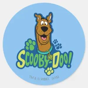 Scooby Doo Paw Print Character Badge Classic Round Sticker