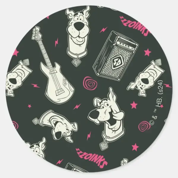 Scooby-Doo_Punk_Guitar_and_Amp_Pattern_Classic_Round_Sticker_1 Scooby Doo Punk Guitar And Amp Pattern Classic Round Sticker