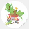 Scooby-Doo_T-Rex_Attack_Classic_Round_Sticker_1 Scooby Doo T Rex Attack Classic Round Sticker