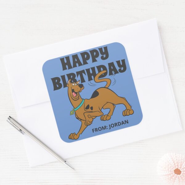 Scooby-Doo_Tail_Wag___Happy_Birthday_Square_Sticker_3 Scooby Doo Tail Wag Happy Birthday Square Sticker