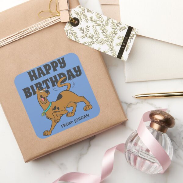 Scooby-Doo_Tail_Wag___Happy_Birthday_Square_Sticker_5 Scooby Doo Tail Wag Happy Birthday Square Sticker