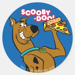 Scooby Doo With Pizza Slice Classic Round Sticker