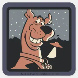 Scooby Doo With UFO Square Sticker