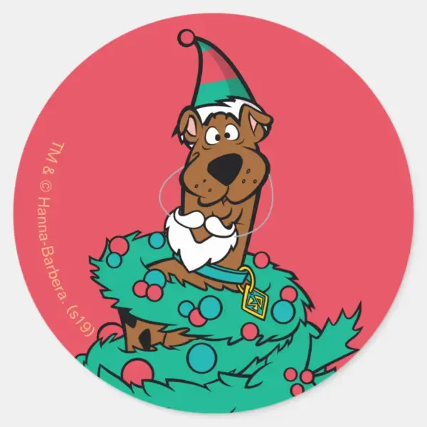 Scooby-Doo_Wrapped_In_Wreaths_Classic_Round_Sticker_1 Scooby Doo Wrapped In Wreaths Classic Round Sticker