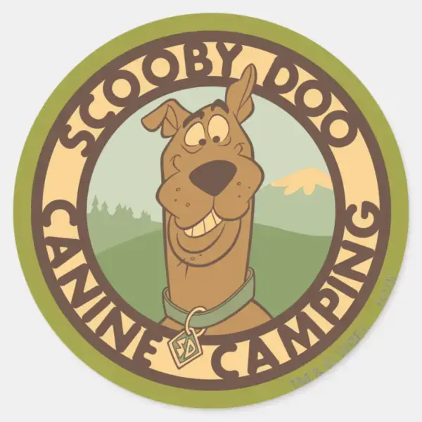 Scooby-Doo__Canine_Camping__Classic_Round_Sticker_1 Scooby Doo Canine Camping Classic Round Sticker