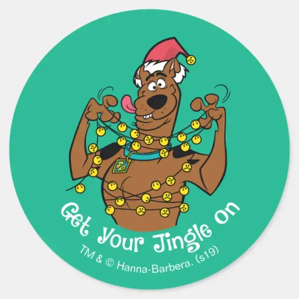 Scooby-Doo__Get_Your_Jingle_On__Classic_Round_Sticker_1 Scooby Doo Get Your Jingle On Classic Round Sticker