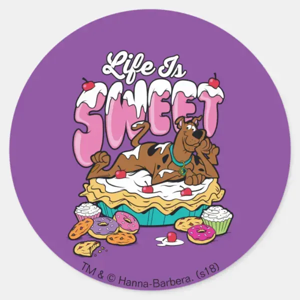 Scooby-Doo__Life_Is_Sweet__Classic_Round_Sticker_1 Scooby Doo Life Is Sweet Classic Round Sticker