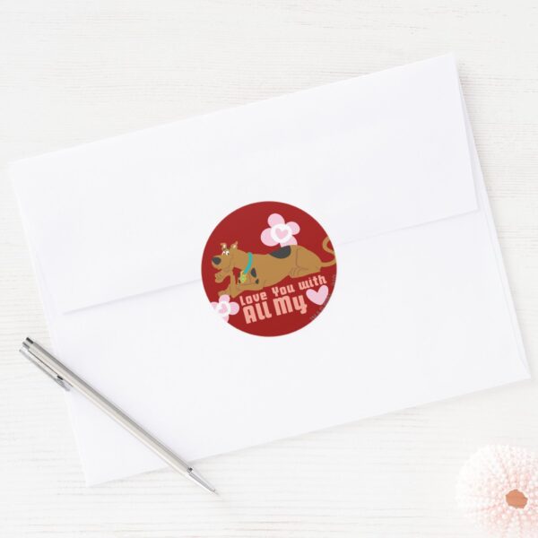 Scooby-Doo__Love_You_With_All_My_Heart__Classic_Round_Sticker_3 Scooby Doo Love You With All My Heart Classic Round Sticker