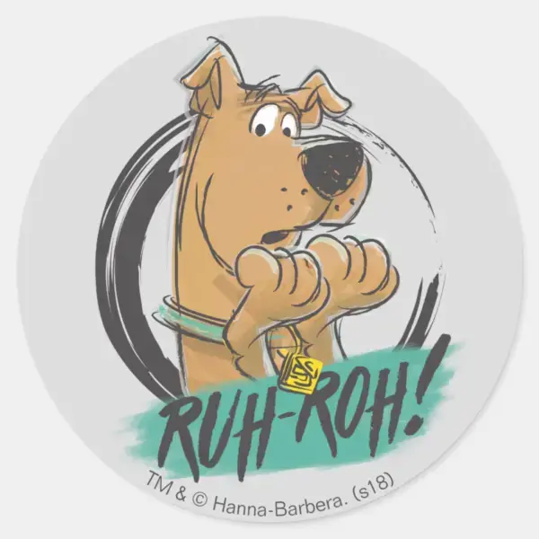 Scooby-Doo__Ruh_Roh!__Marker_Sketch_Classic_Round_Sticker_1 Scooby Doo Ruh Roh Marker Sketch Classic Round Sticker