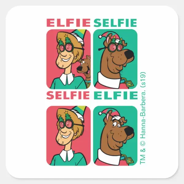 Scooby-Doo_&_Shaggy__Elfie_Selfie__Square_Sticker_1 Scooby Doo Shaggy Elfie Selfie Square Sticker