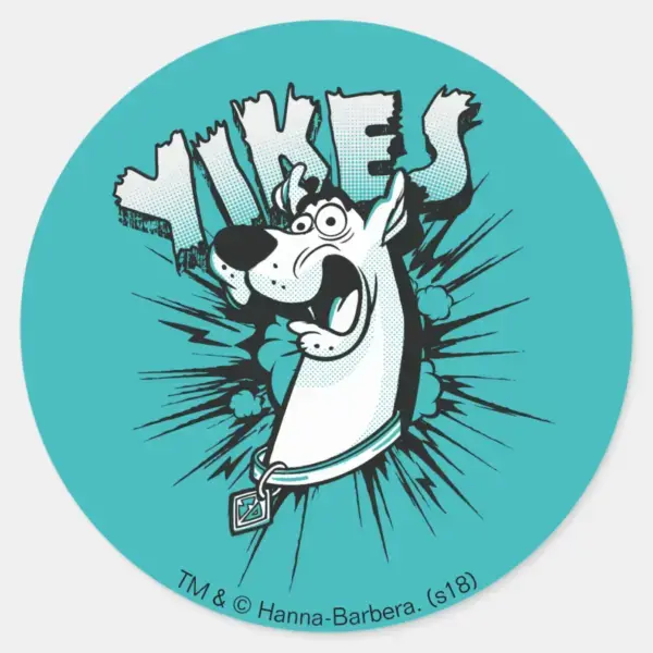 Scooby-Doo__Yikes!__Halftone_Graphic_Classic_Round_Sticker_1 Scooby Doo Yikes Halftone Graphic Classic Round Sticker