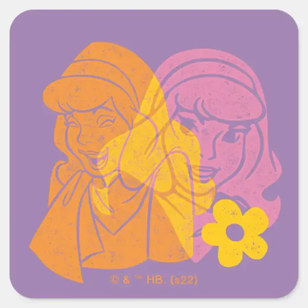 Scooby-Doo___Daphne_Flower_Portrait_Square_Sticker_1 Scooby Doo Daphne Flower Portrait Square Sticker