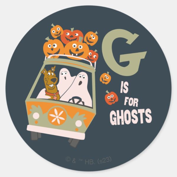 Scooby-Doo___G_is_for_Ghosts_Classic_Round_Sticker_1 Scooby Doo G Is For Ghosts Classic Round Sticker