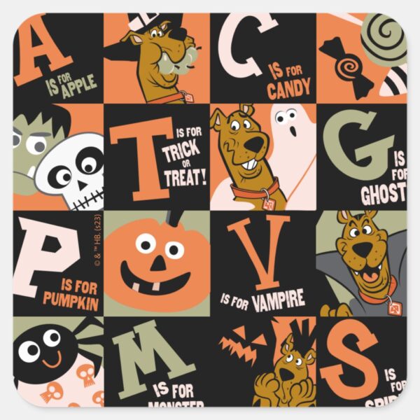 Scooby-Doo___Halloween_Pattern_Square_Sticker_1 Scooby Doo Halloween Pattern Square Sticker