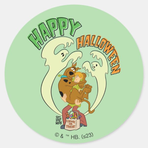 Scooby-Doo___Happy_Halloween_Classic_Round_Sticker_1 Scooby Doo Happy Halloween Classic Round Sticker