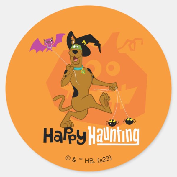 Scooby-Doo___Happy_Haunting_Classic_Round_Sticker_1 Scooby Doo Happy Haunting Classic Round Sticker