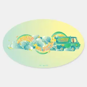 Scooby Doo Mystery Machine I Brake For Pizza Oval Sticker