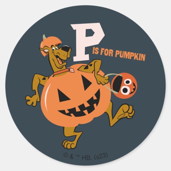 Scooby-Doo___P_is_for_Pumpkin_Classic_Round_Sticker_1 Scooby Doo P Is For Pumpkin Classic Round Sticker