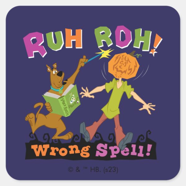 Scooby-Doo___Ruh_Roh!_Wrong_Spell!_Square_Sticker_1 Scooby Doo Ruh Roh Wrong Spell Square Sticker