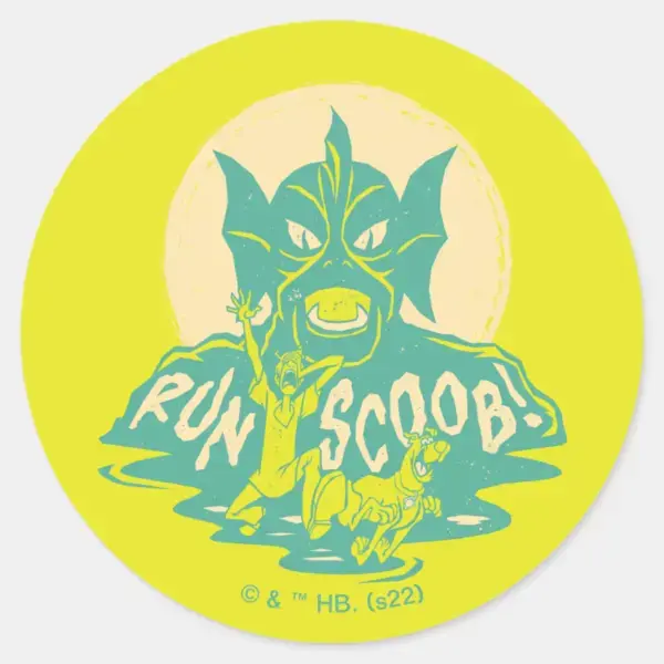 Scooby-Doo___Run_Scoob!_Classic_Round_Sticker_1 Scooby Doo Run Scoob Classic Round Sticker