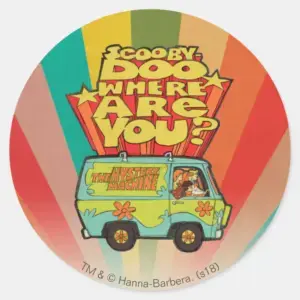 Scooby Doo Where Are You Retro Cartoon Van Classic Round Sticker