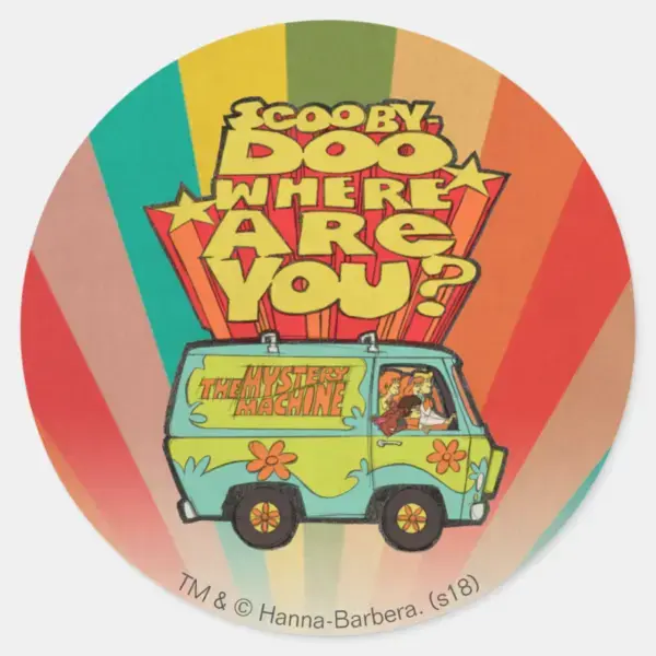 Scooby-Doo____Where_Are_You___Retro_Cartoon_Van_Classic_Round_Sticker_1 Scooby Doo Where Are You Retro Cartoon Van Classic Round Sticker